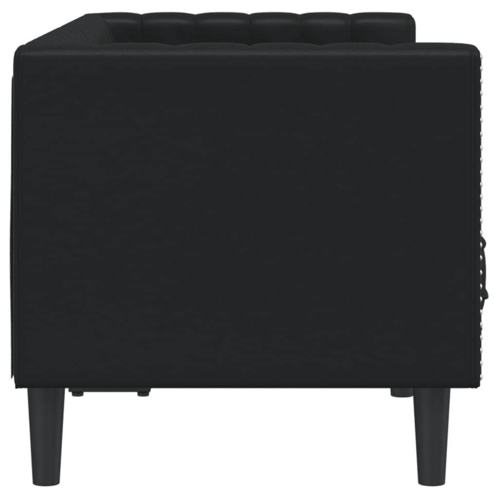 Canapé Chesterfield 2 places en similicuir noir