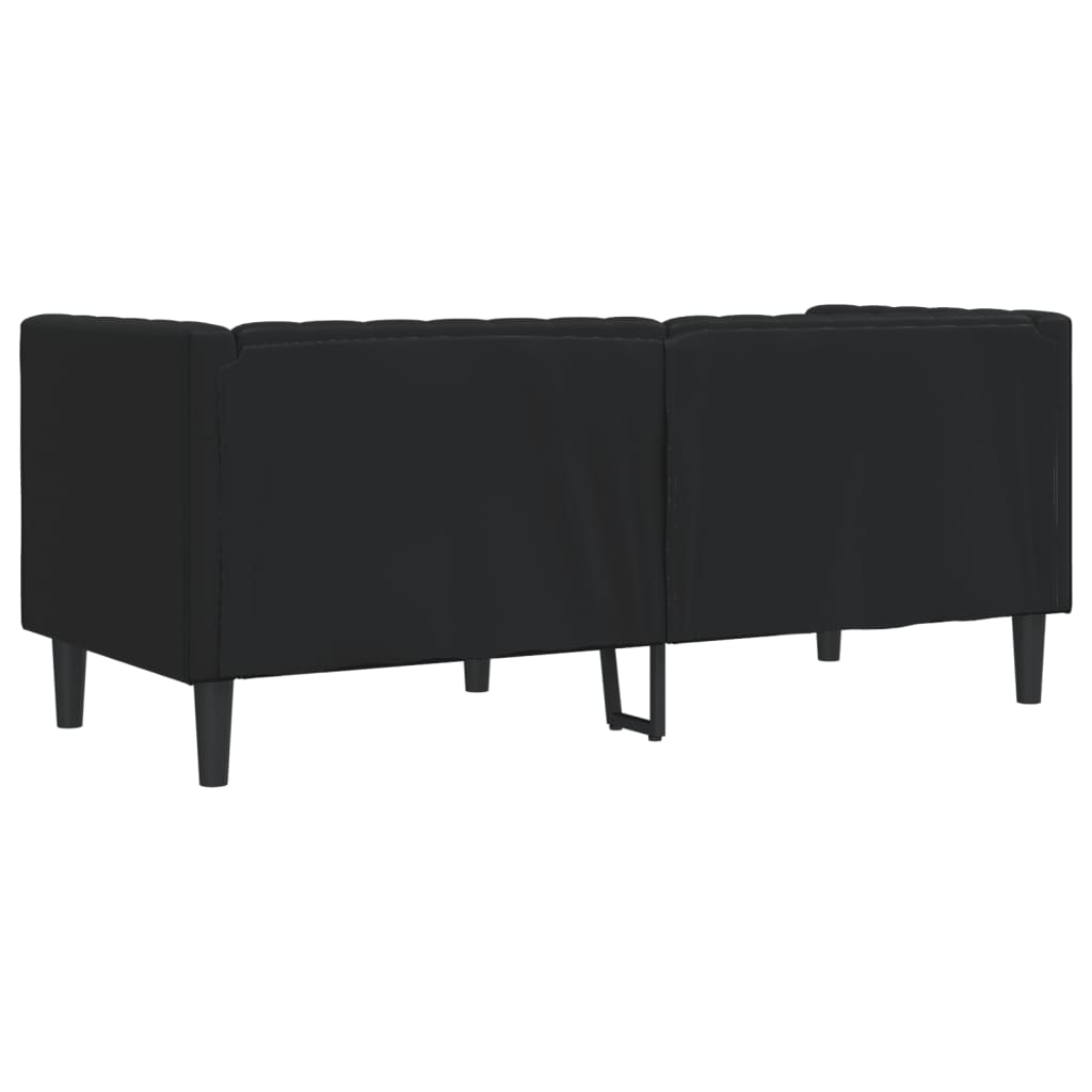 Canapé Chesterfield 2 places en similicuir noir