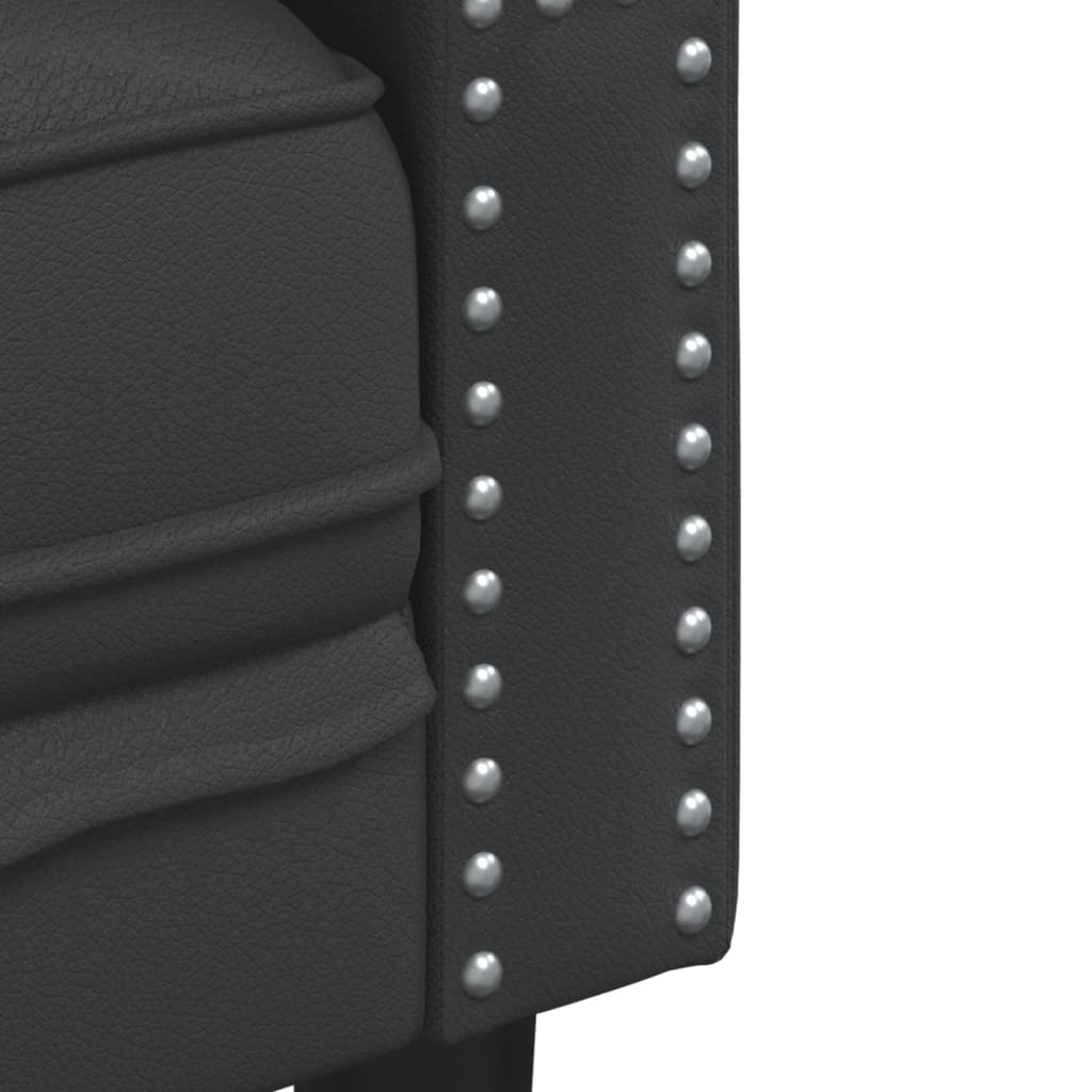 Canapé Chesterfield 2 places en similicuir noir