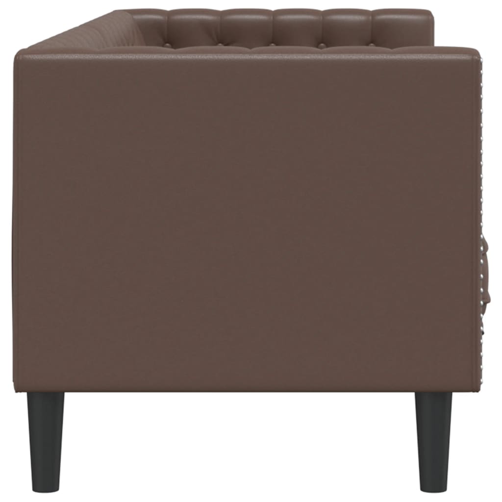 Canapé Chesterfield 3 places en similicuir marron