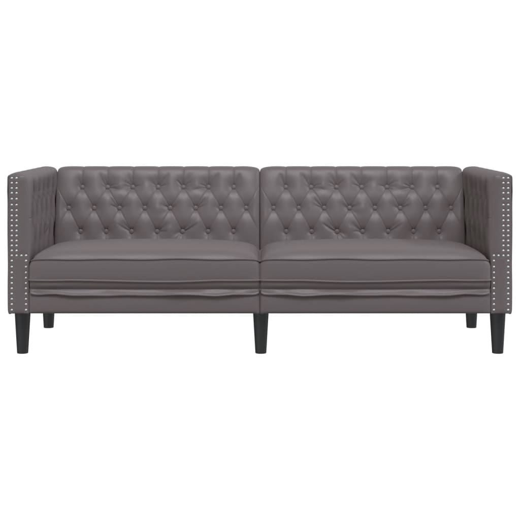 Canapé Chesterfield 3 places en similicuir gris