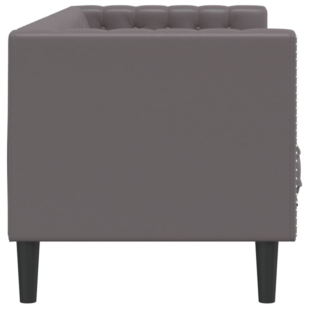 Canapé Chesterfield 3 places en similicuir gris