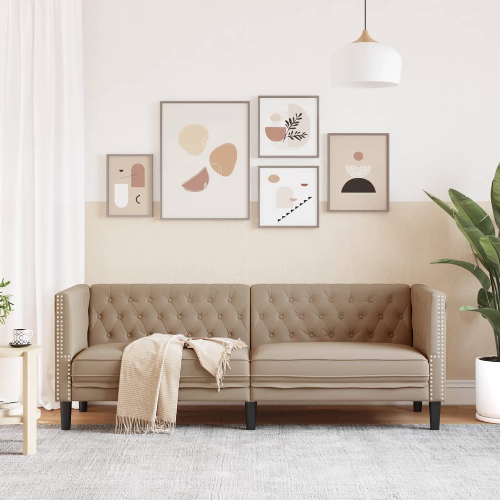 Canapé Chesterfield 3 places cappuccino simili cuir