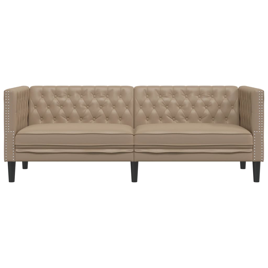 Canapé Chesterfield 3 places cappuccino simili cuir