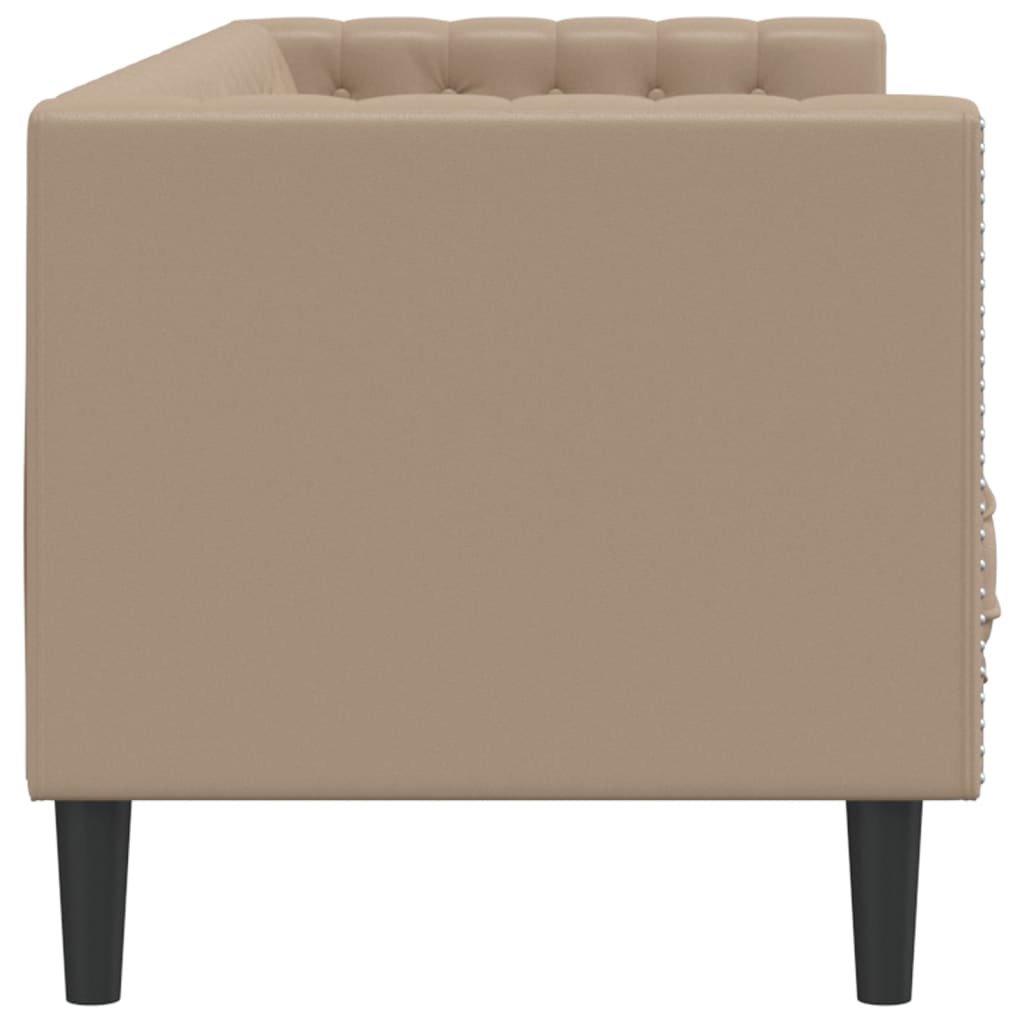 Canapé Chesterfield 3 places cappuccino simili cuir