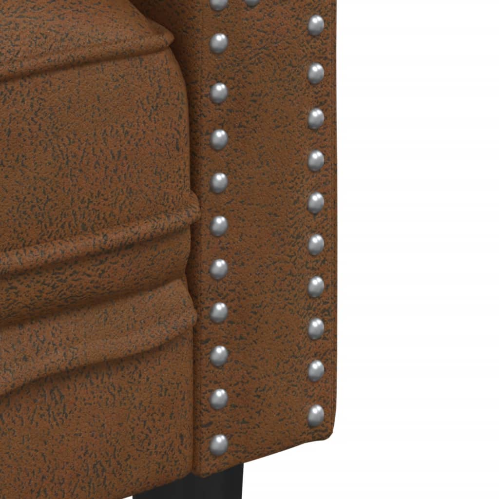 Chesterfield-Sofa 3-Sitzer Braun Kunstleder in Wildleder-Optik