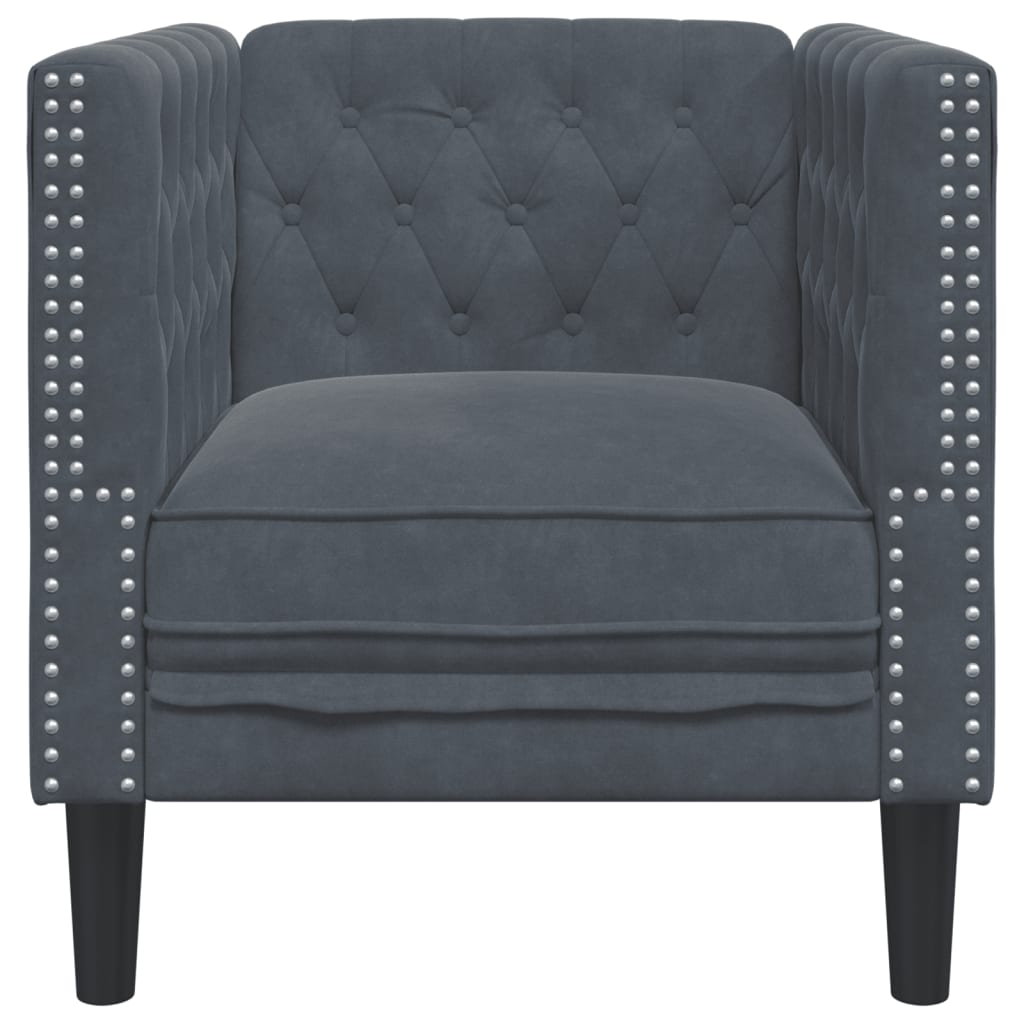 Fauteuil Chesterfield en velours gris foncé