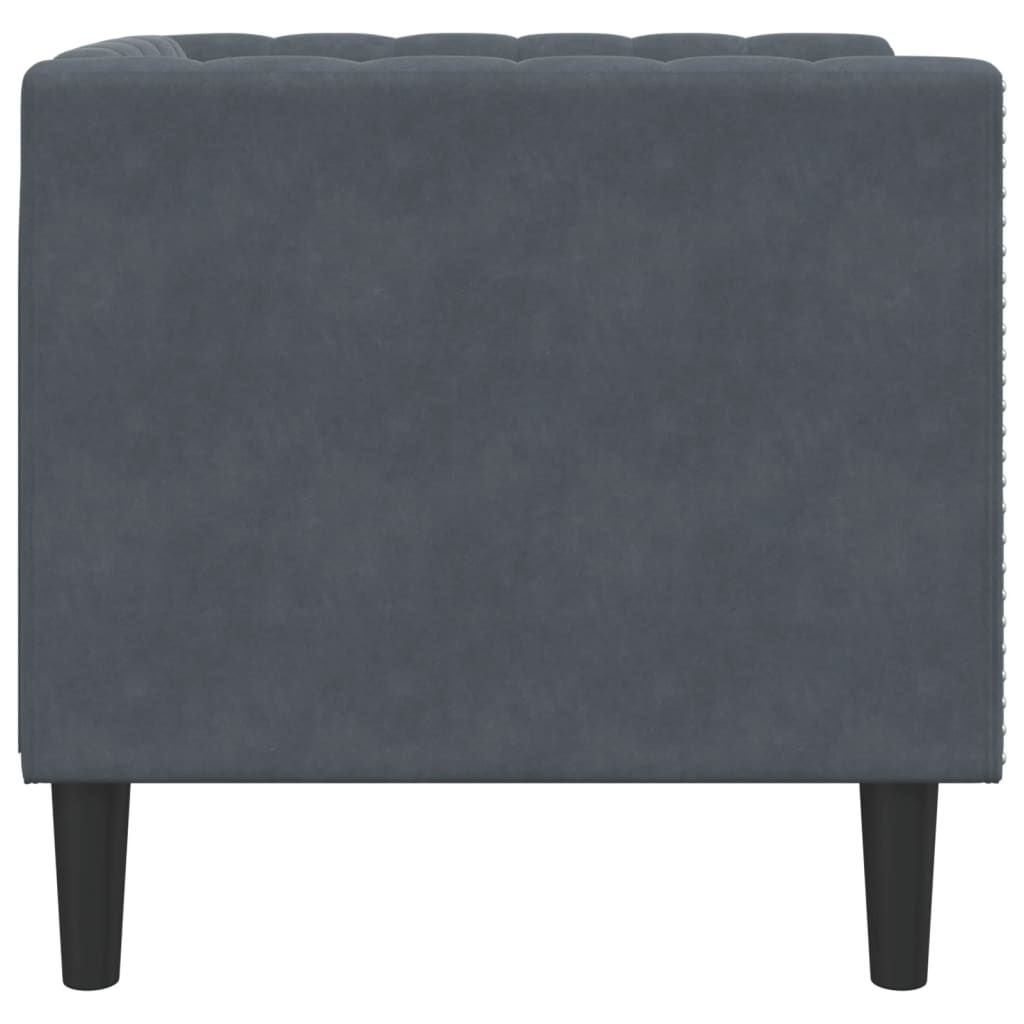 Fauteuil Chesterfield en velours gris foncé