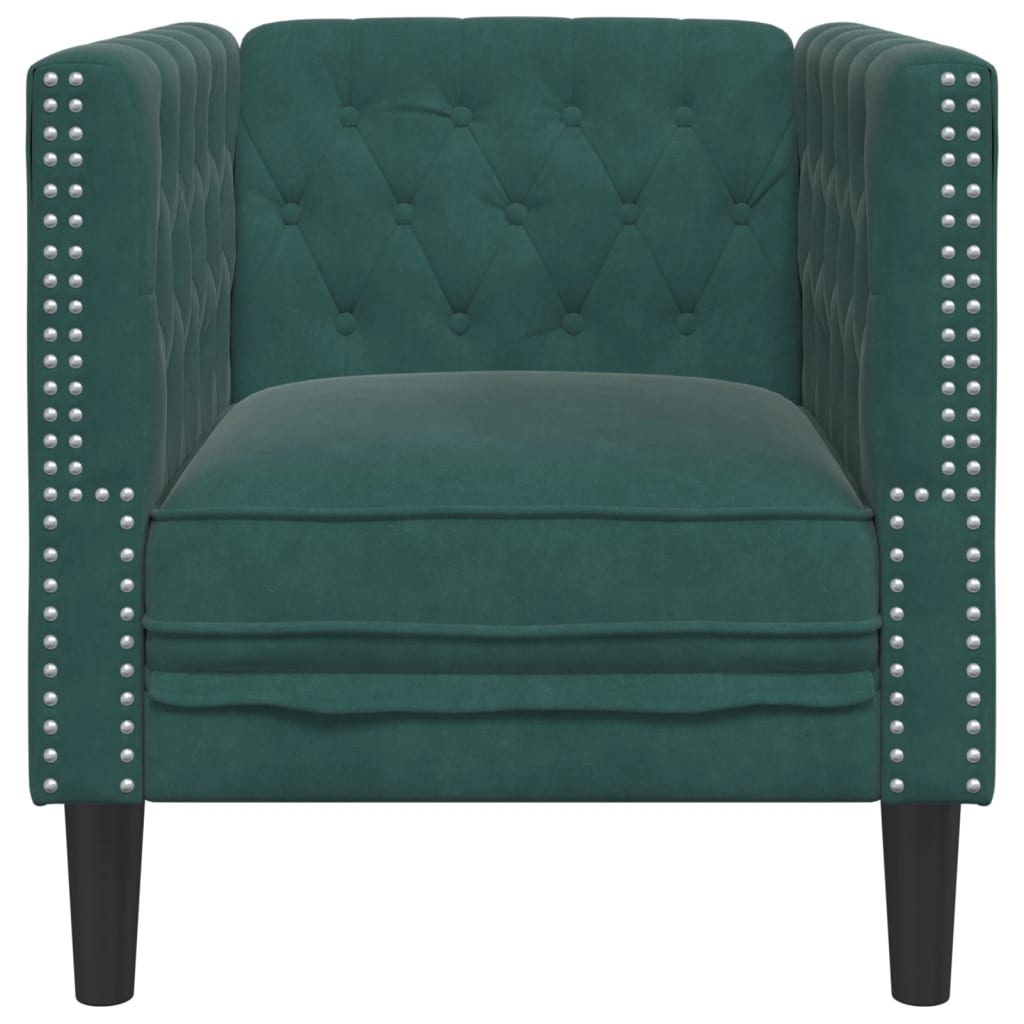 Fauteuil Chesterfield en velours vert foncé