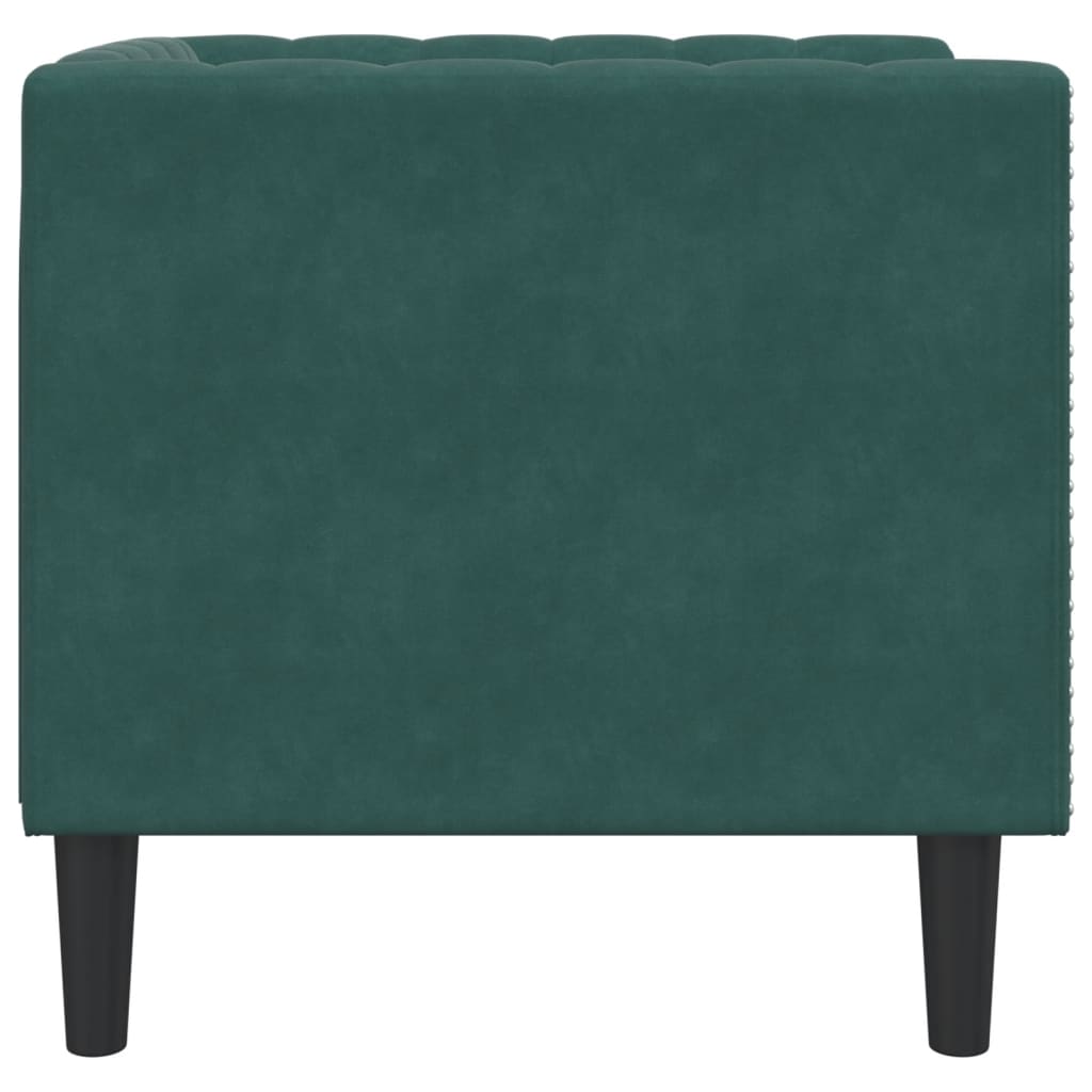 Fauteuil Chesterfield en velours vert foncé