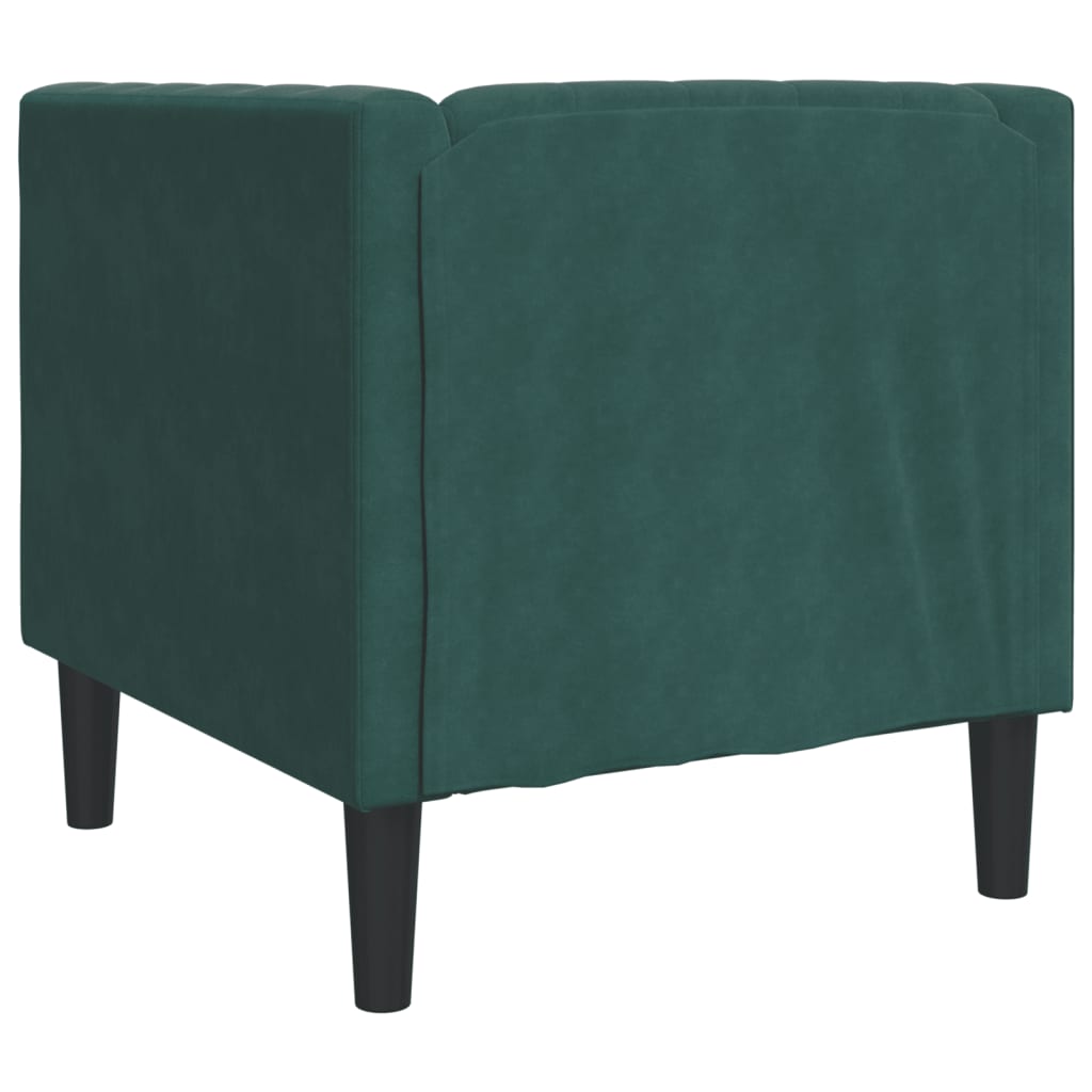 Fauteuil Chesterfield en velours vert foncé