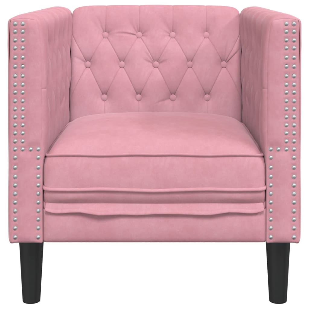 Fauteuil Chesterfield en velours rose