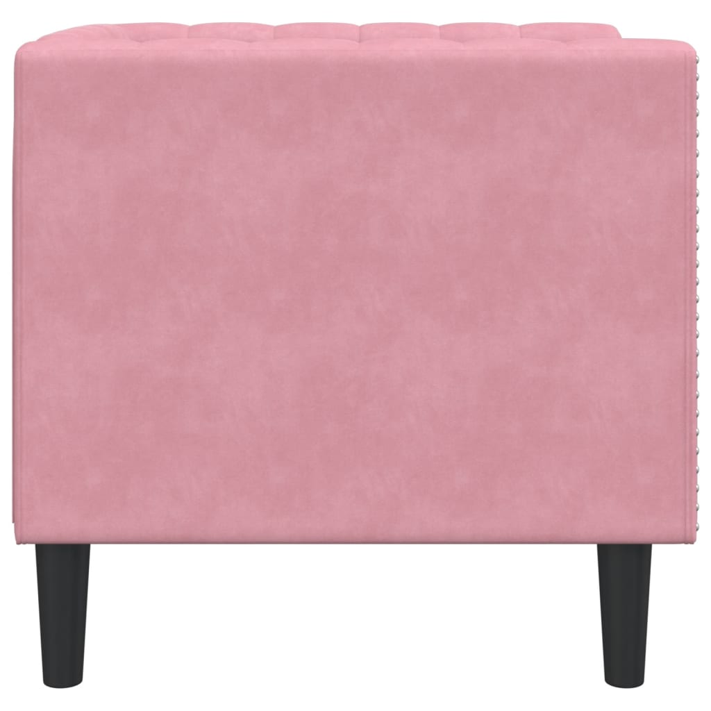 Fauteuil Chesterfield en velours rose