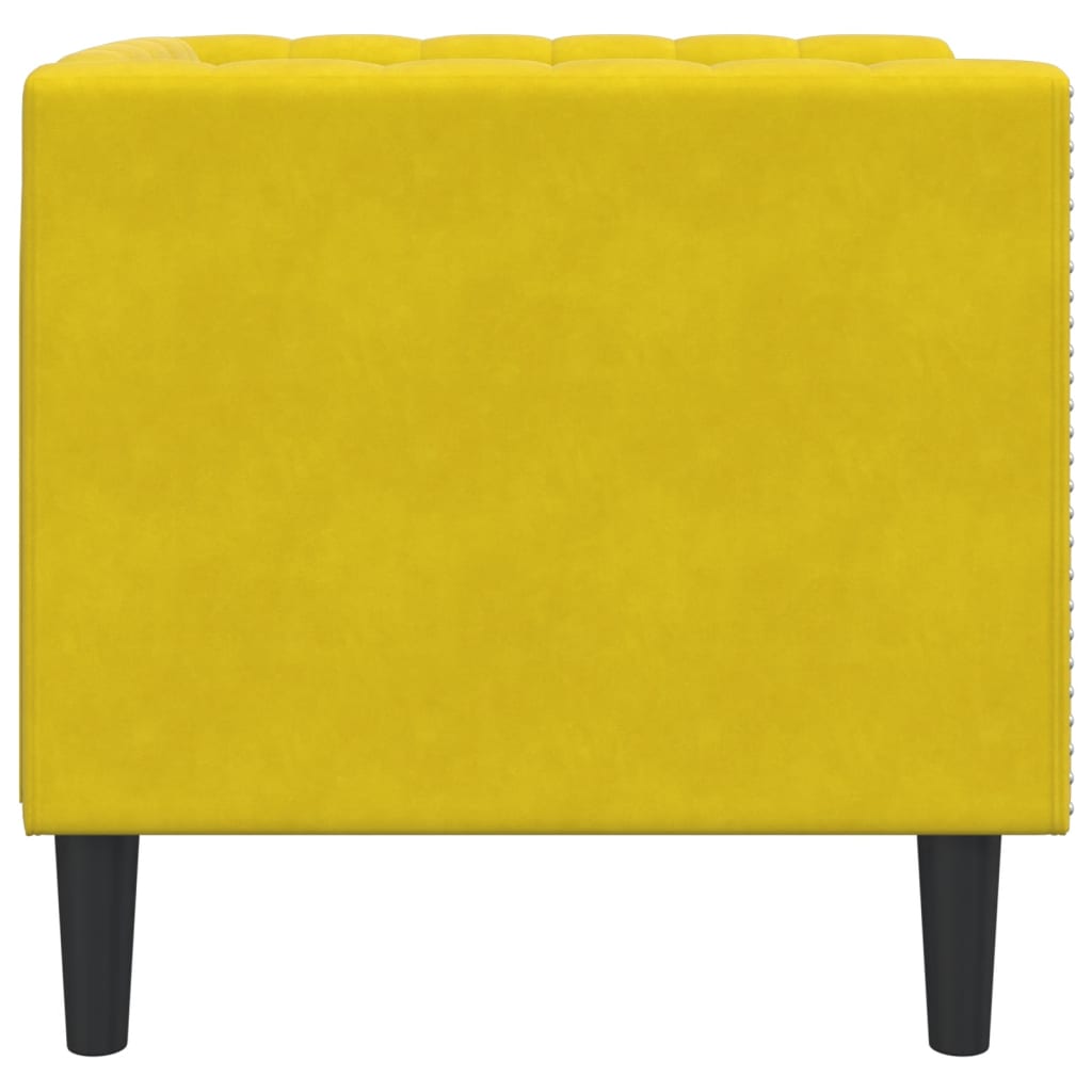 Fauteuil Chesterfield en velours jaune