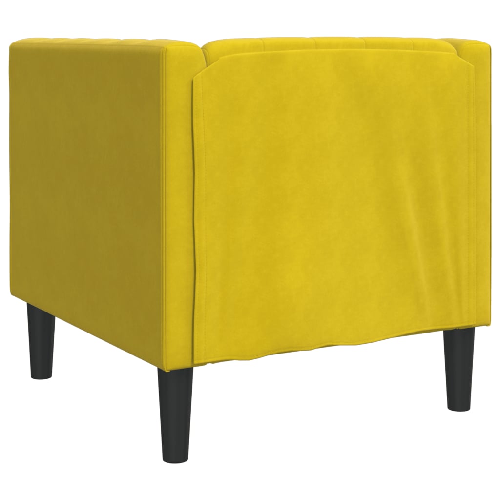 Fauteuil Chesterfield en velours jaune