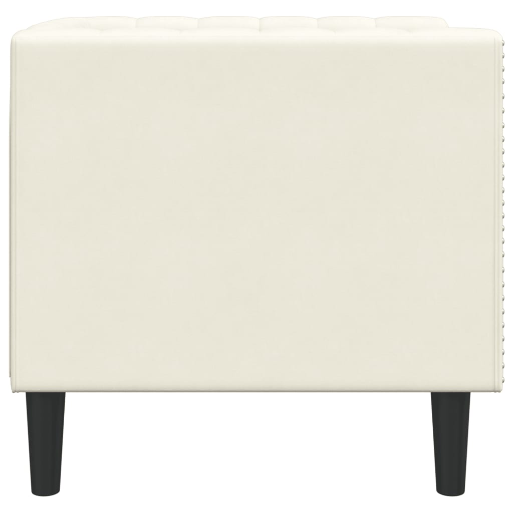 Fauteuil Chesterfield en velours crème
