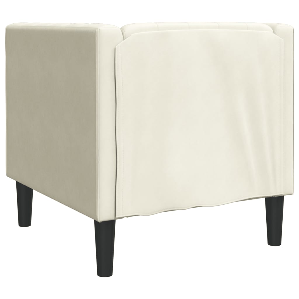 Fauteuil Chesterfield en velours crème