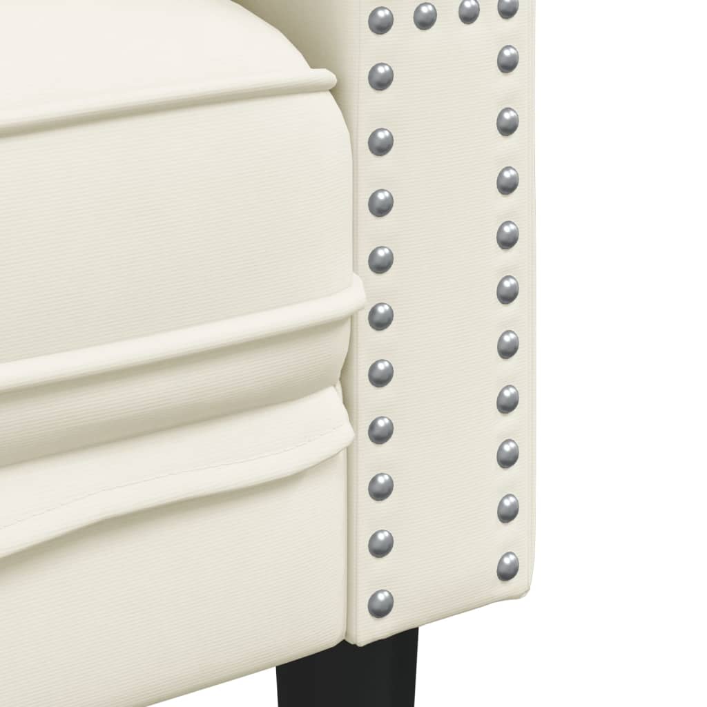 Fauteuil Chesterfield en velours crème