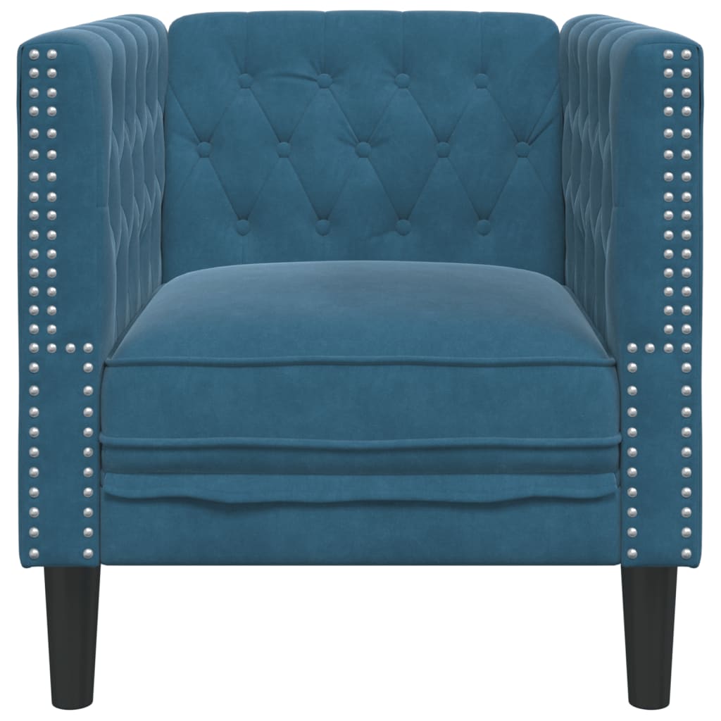 Fauteuil Chesterfield velours bleu