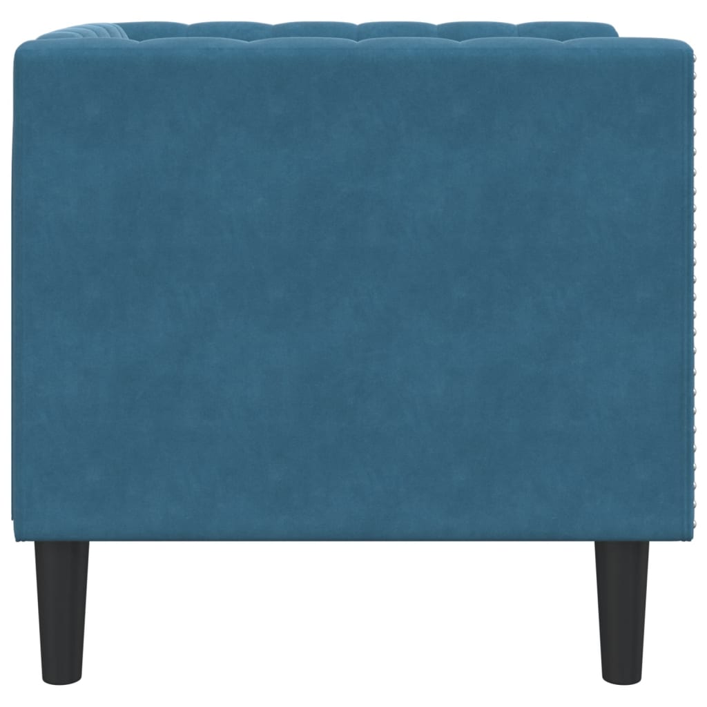 Fauteuil Chesterfield velours bleu