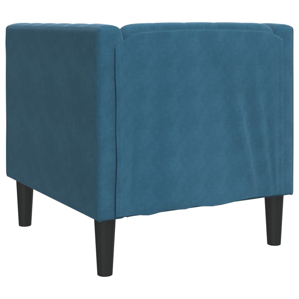 Fauteuil Chesterfield velours bleu