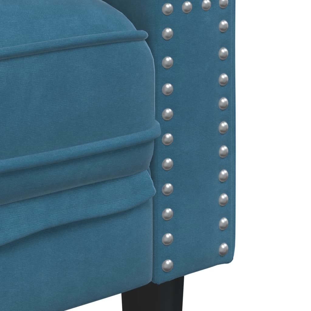 Fauteuil Chesterfield velours bleu