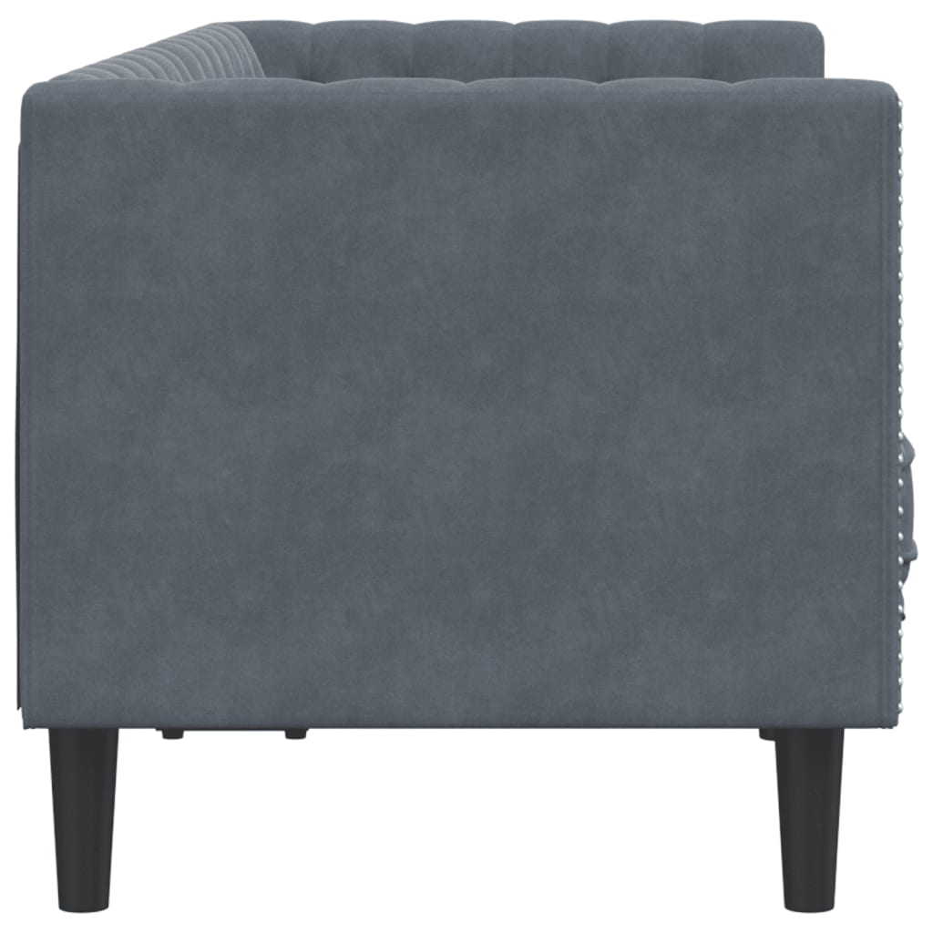 Canapé Chesterfield avec traversins 2 places velours gris foncé