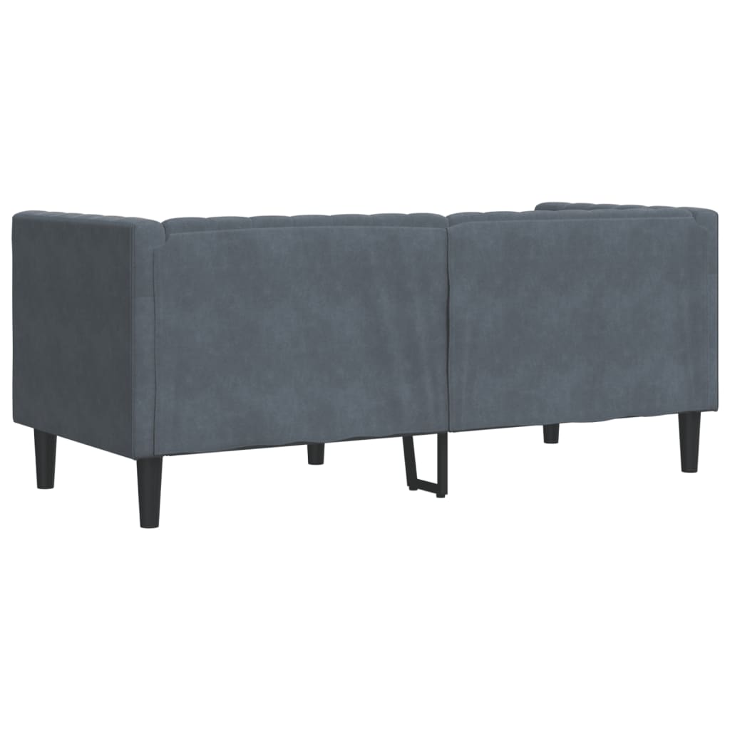 Canapé Chesterfield avec traversins 2 places velours gris foncé