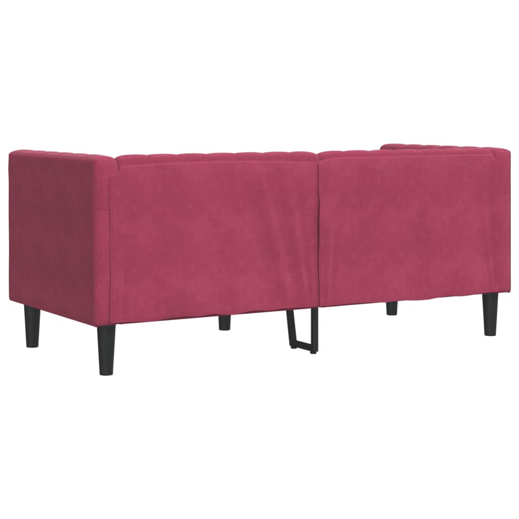 Canapé Chesterfield avec traversins 2 places velours bordeaux
