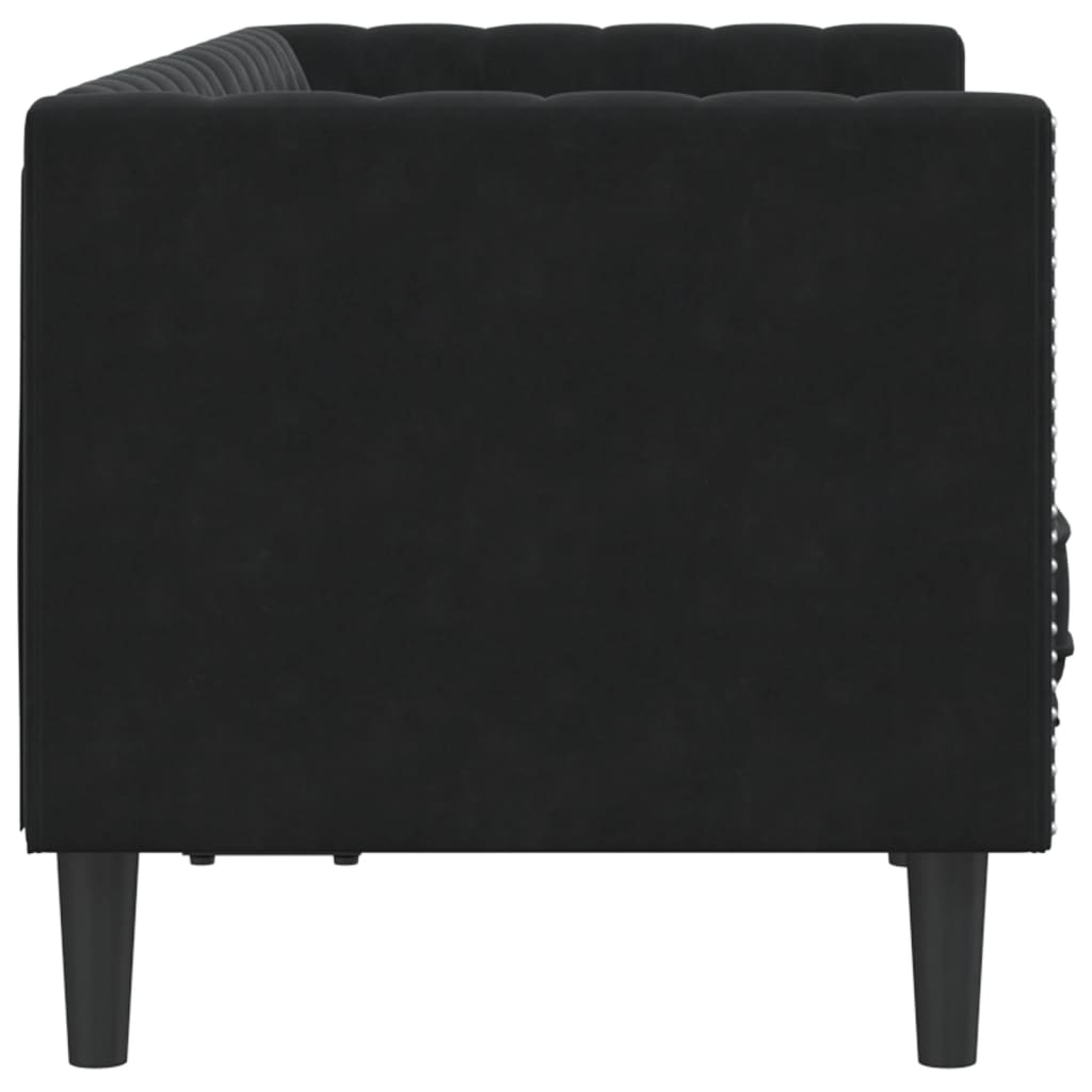 Canapé Chesterfield avec traversins 2 places velours noir