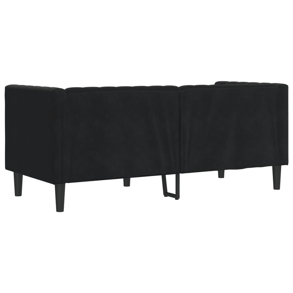 Canapé Chesterfield avec traversins 2 places velours noir