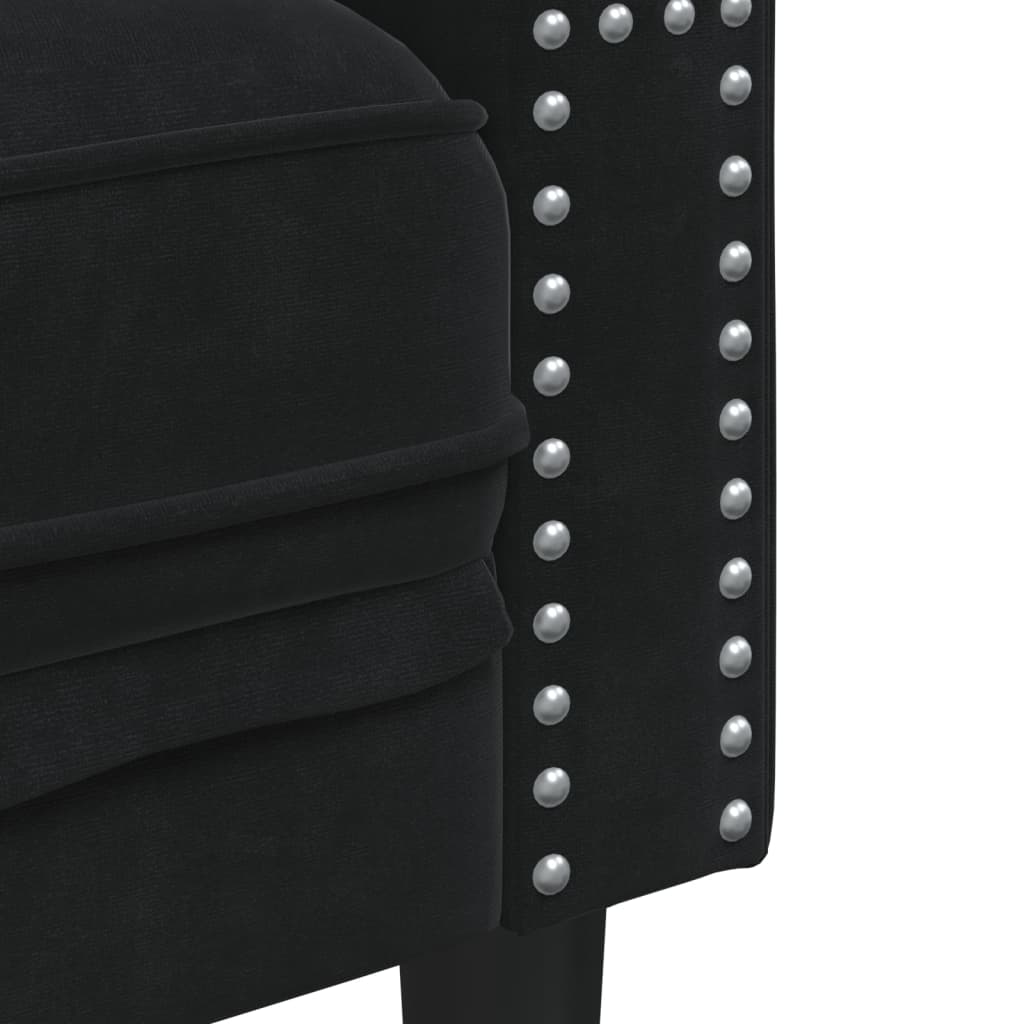 Canapé Chesterfield avec traversins 2 places velours noir