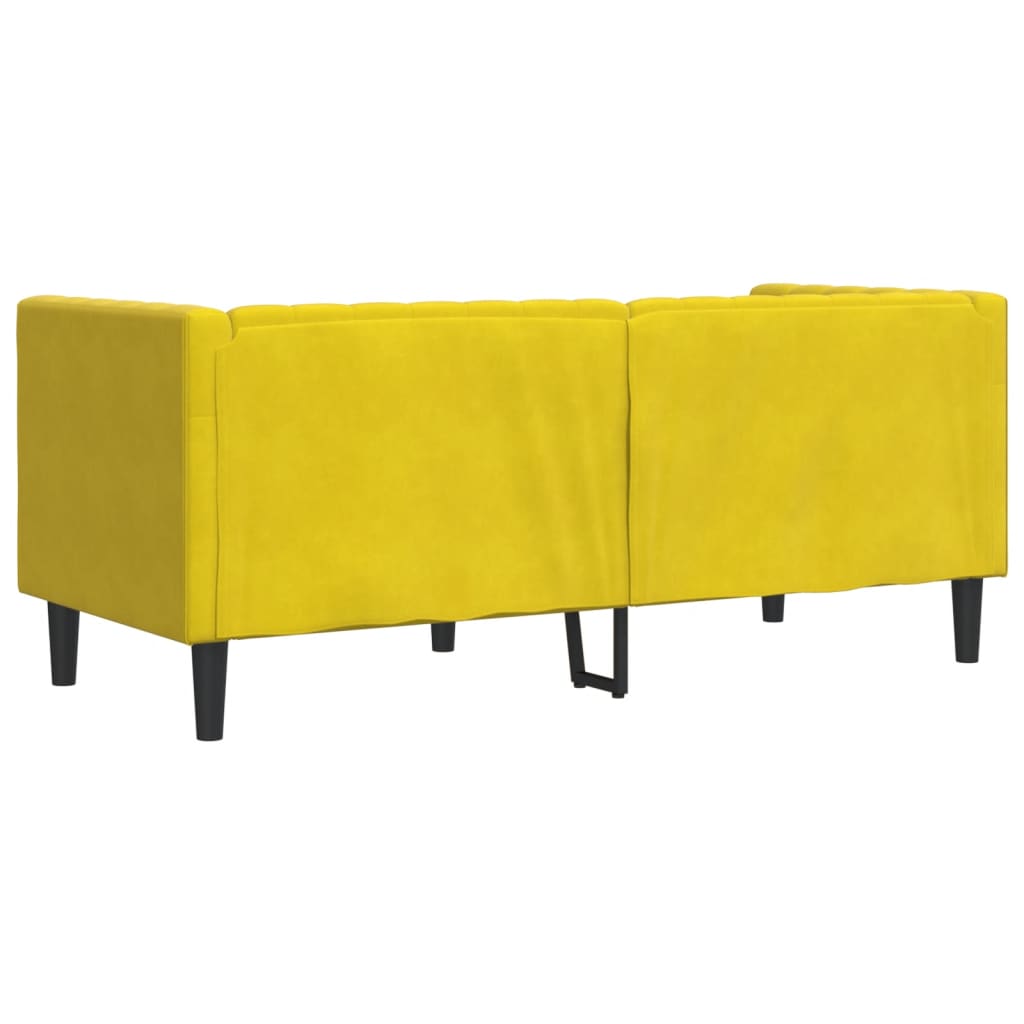 Canapé Chesterfield avec traversins 2 places en velours jaune