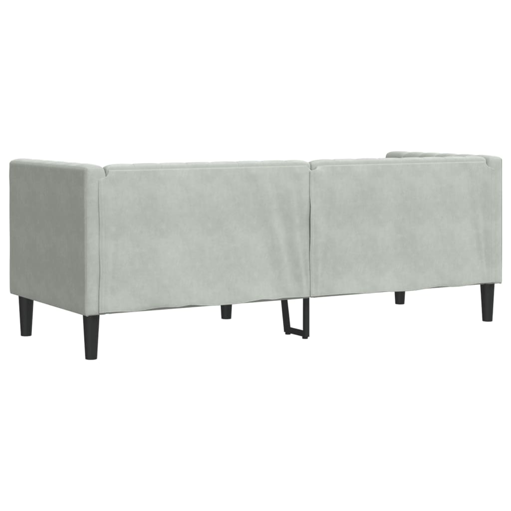 Canapé Chesterfield avec traversins 3 places velours gris clair