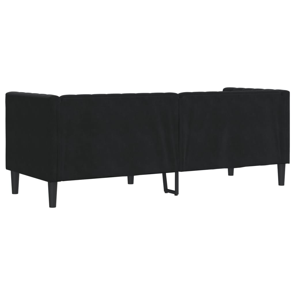 Canapé Chesterfield avec traversins 3 places en velours noir