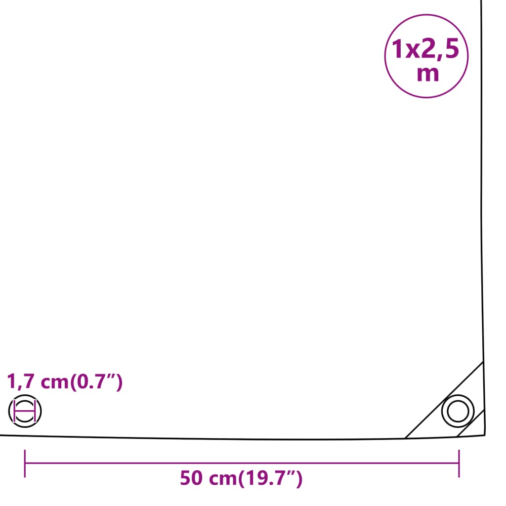 Plane 650g / m² Blau 1 x 2,5 m Canvas mit PVC-Beschichtung