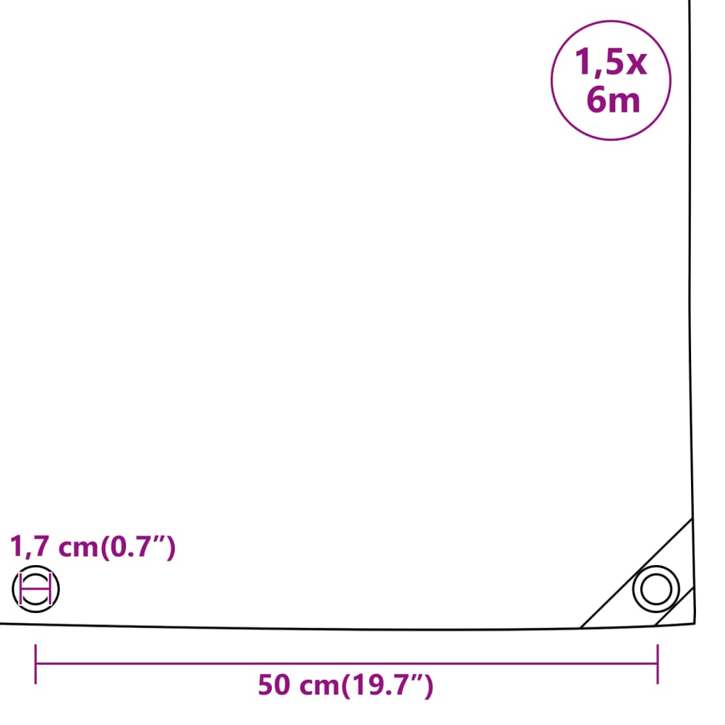 Plane 650g / m² Anthrazit 1,5 x 6 m Canvas mit PVC-Beschichtung