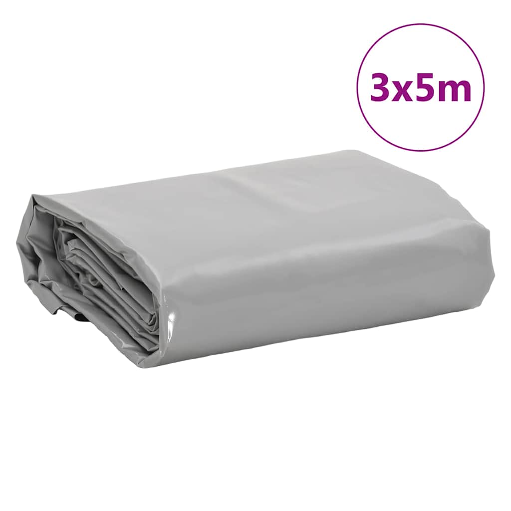 Plane 650g / m² Grau 3 x 5 m Canvas mit PVC-Beschichtung
