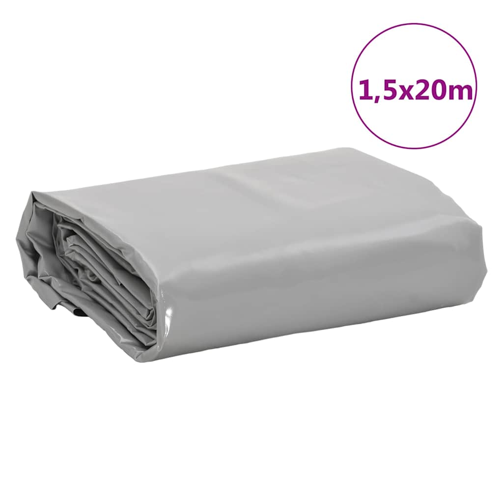 Plane 650g / m² Grau 1,5 x 20 m Canvas mit PVC-Beschichtung
