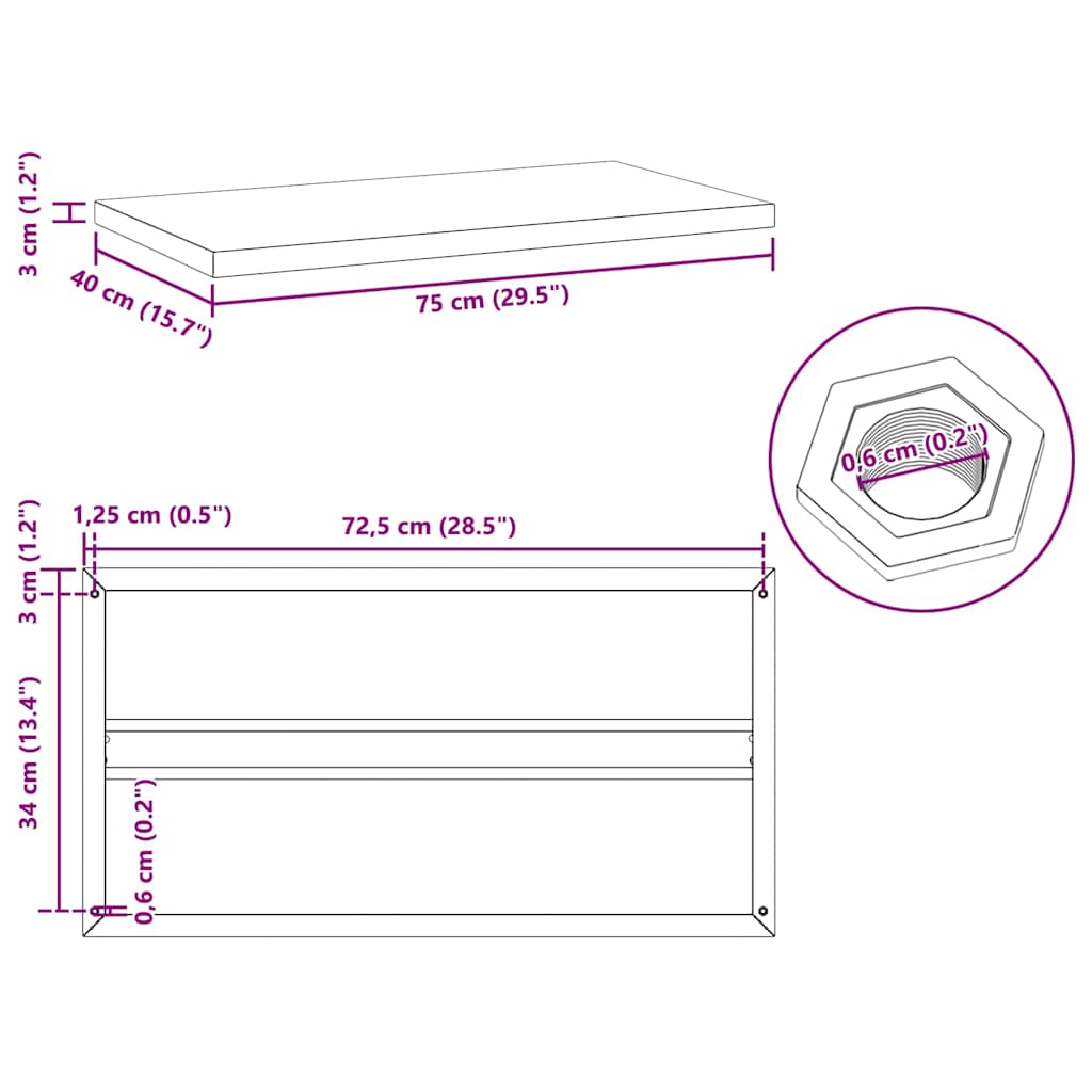 Wandregale 2 Stk. 75x40 cm Silbern Edelstahl