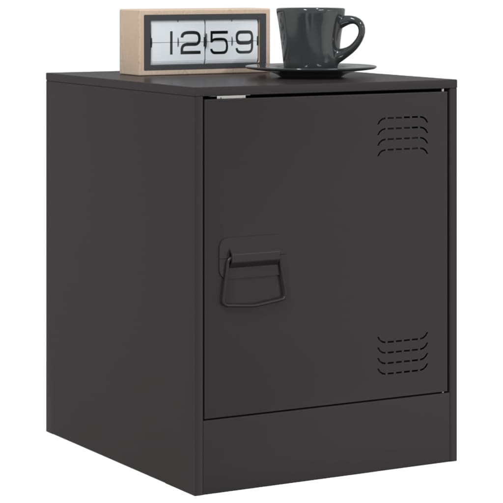 Bedside Table Black 34.5x39x44 cm Steel