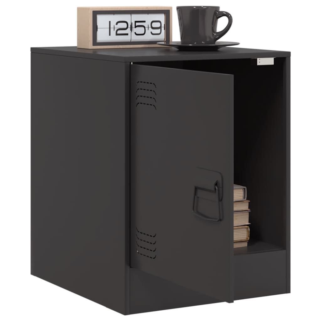 Bedside Table Black 34.5x39x44 cm Steel