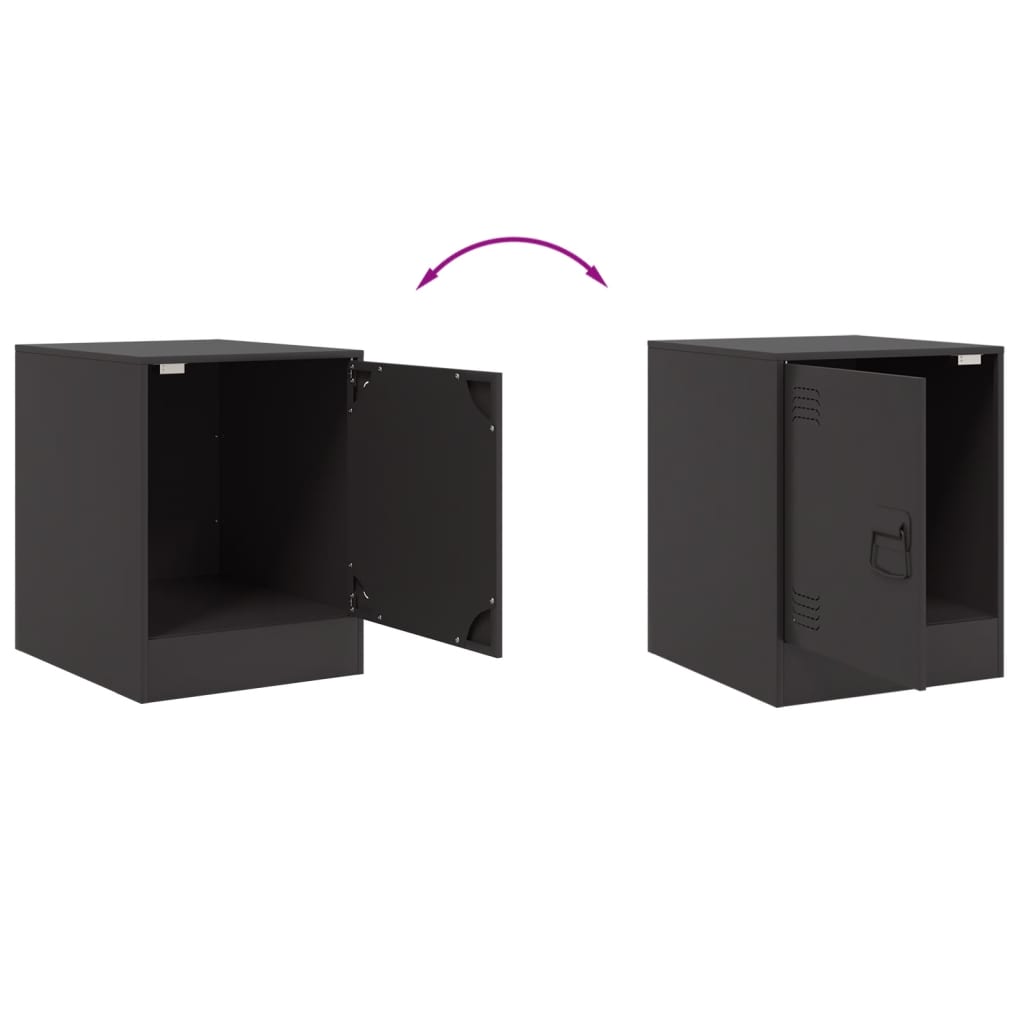 Bedside Table Black 34.5x39x44 cm Steel