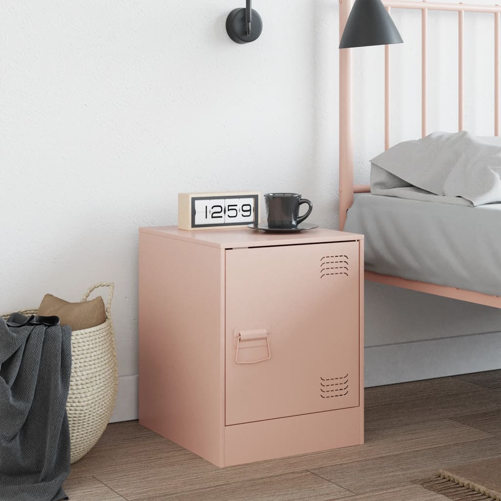 Bedside Table Pink 34.5x39x44 cm Steel