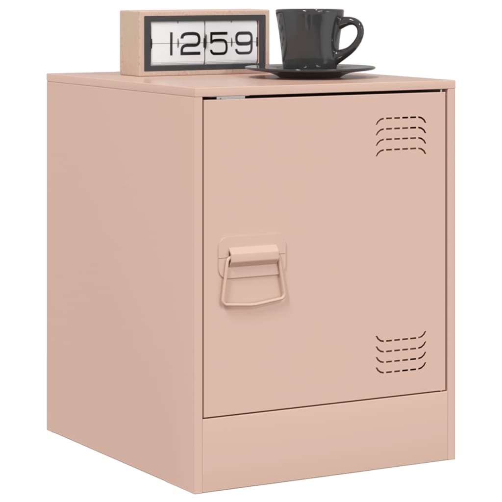 Bedside Table Pink 34.5x39x44 cm Steel