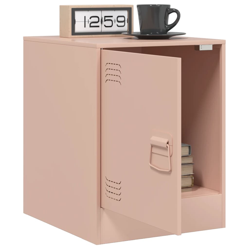 Bedside Table Pink 34.5x39x44 cm Steel