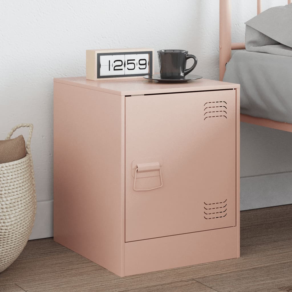 Bedside Table Pink 34.5x39x44 cm Steel
