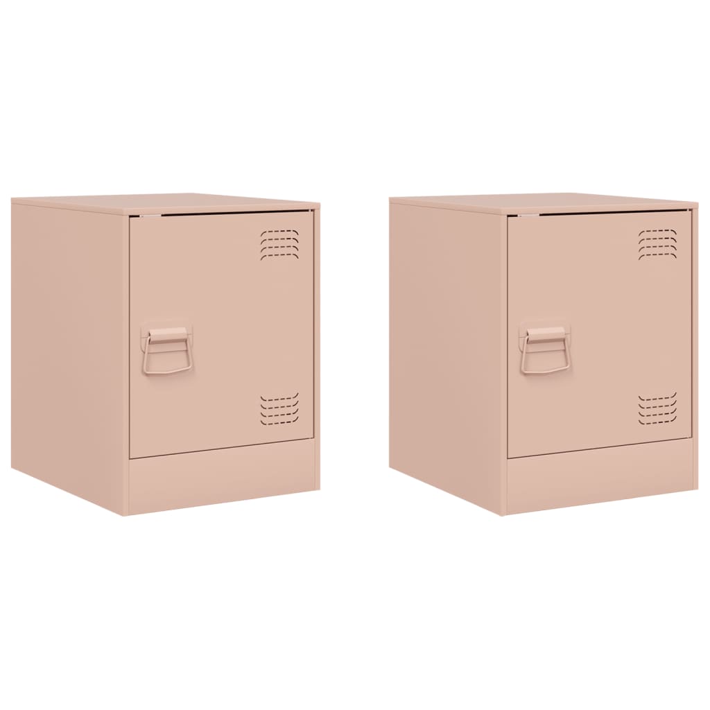 Tables de chevet 2 pcs. Rose 34,5x39x44 cm en acier