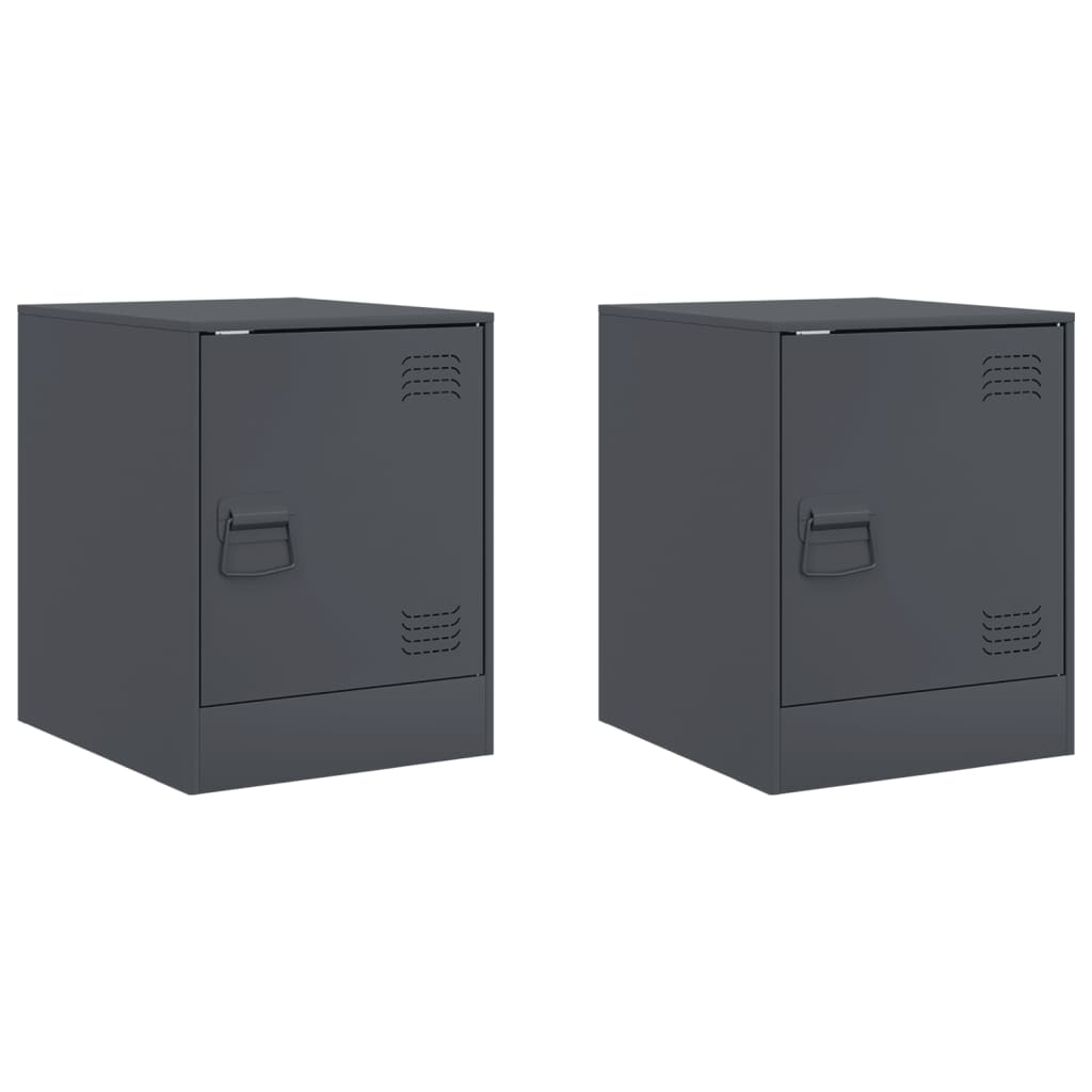 Bedside tables 2 pcs. Anthracite 34.5x39x44 cm steel