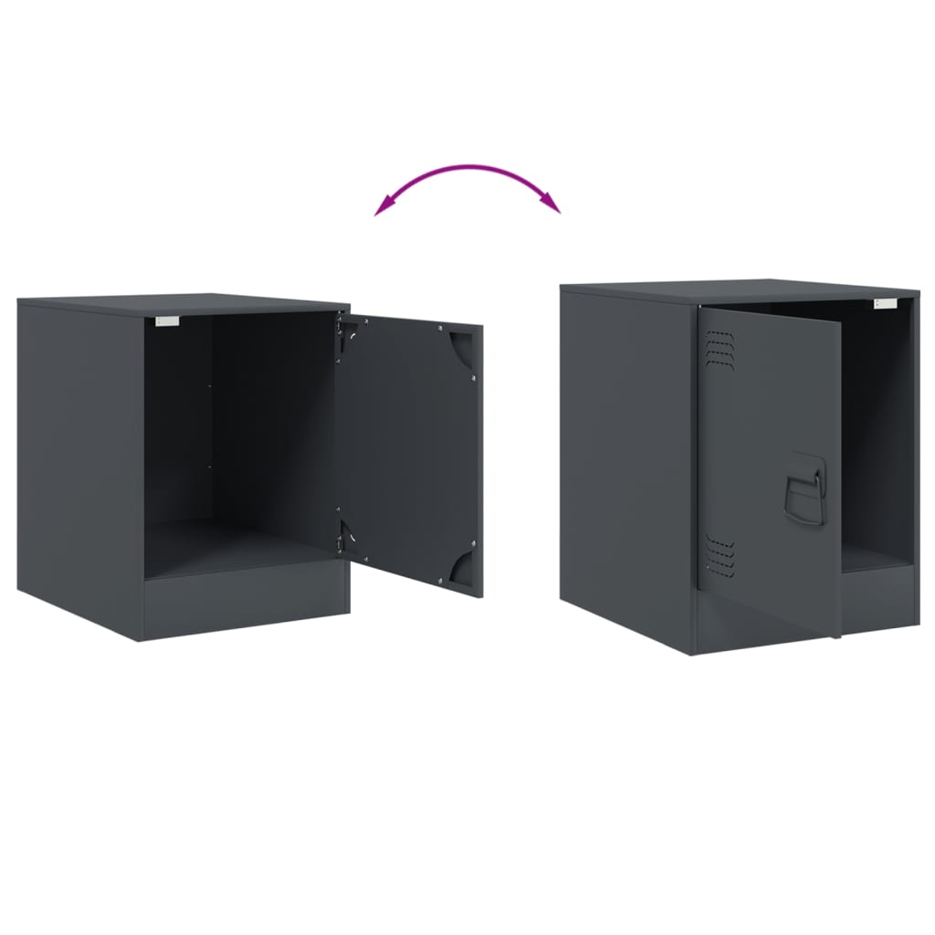 Bedside tables 2 pcs. Anthracite 34.5x39x44 cm steel